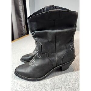 Santa Fe Boot Co Womens Black Leather Slouch Western Cowboy Boots SFW4030 Sz 7.5